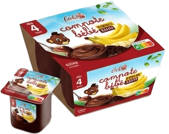 Compote banane-cacao en pot pour bébé